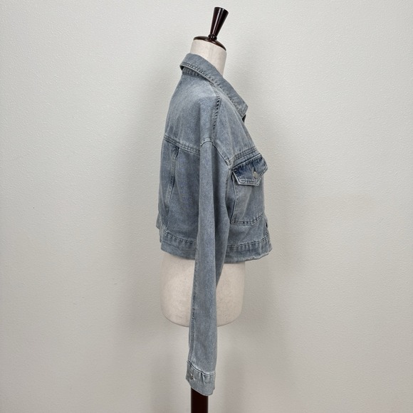 Ashley Vintage Charm Jacket Womens Small Blue Crop Heart Patch Y2K Light Denim - Picture 6 of 11